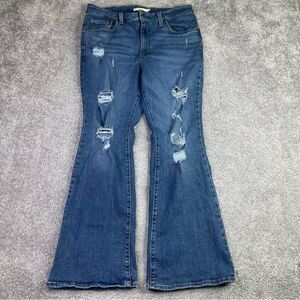 Levi's Jeans Women's 32 Blue 726 Flare High Rise Dark Denim Ripped Distressed